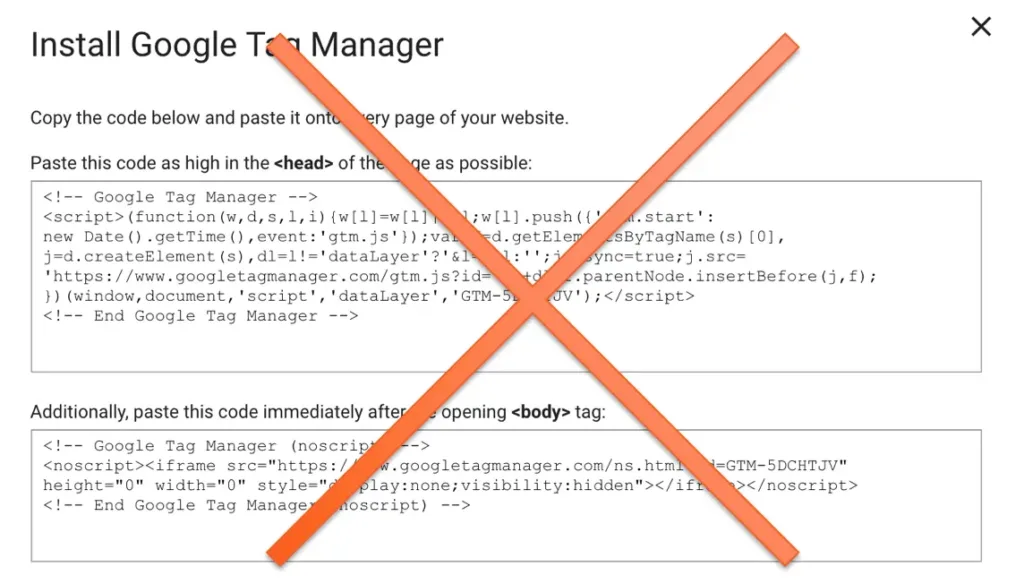 Don't use the Google provided tag manager script in your header