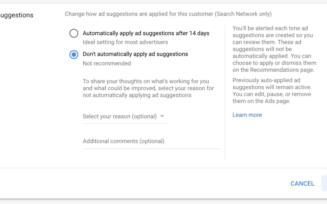 How To Turn Off Ad Suggestions In Google Ads